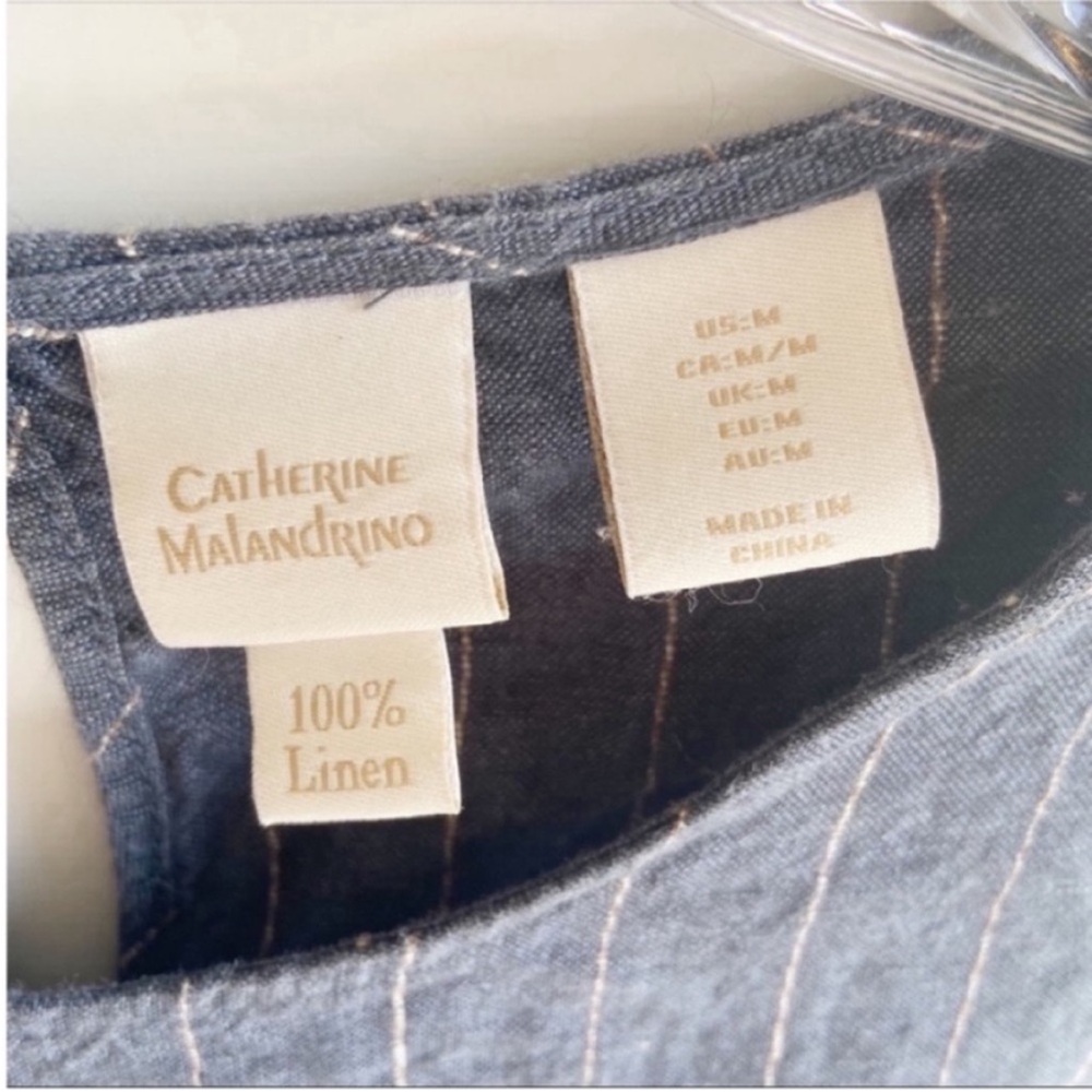 Catherine Malandrino crop top blue striped linen - Picture 5 of 7